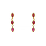 Boucles dorées et trio pierres gouttes - RUBIS