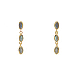 Boucles dorées et trio pierres gouttes - LABRADORITE