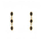 Boucles dorées et trio pierres gouttes - ONYX NOIRE