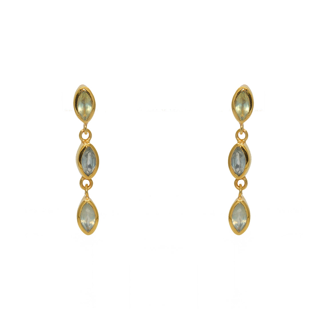 Boucles dorées et trio pierres gouttes - PREHNITE