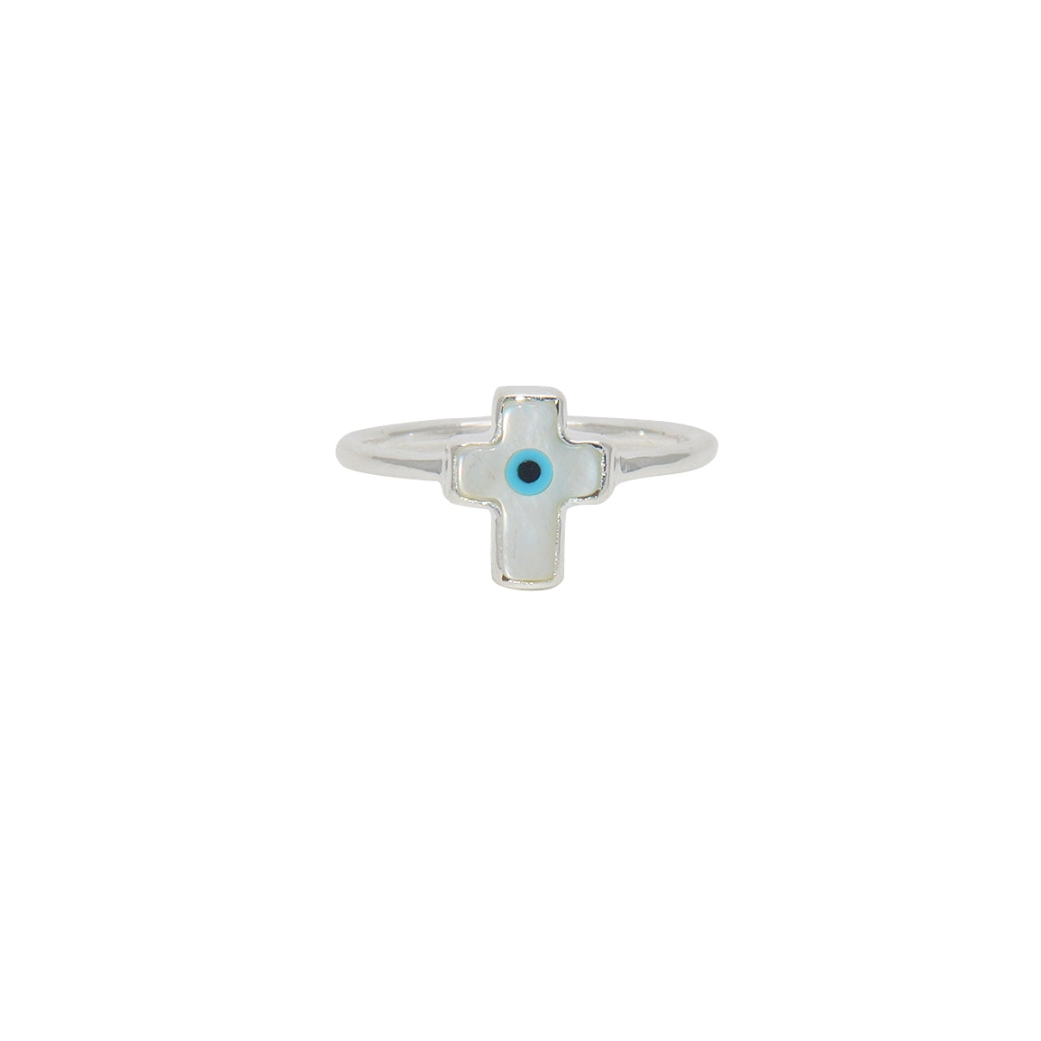 Bague oeil turc croix en argent 925 - Bagues