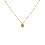 Collier doré médaille ronde oeil et pierre - PREHNITE -