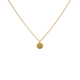 Collier doré médaille ronde oeil et pierre - PREHNITE -