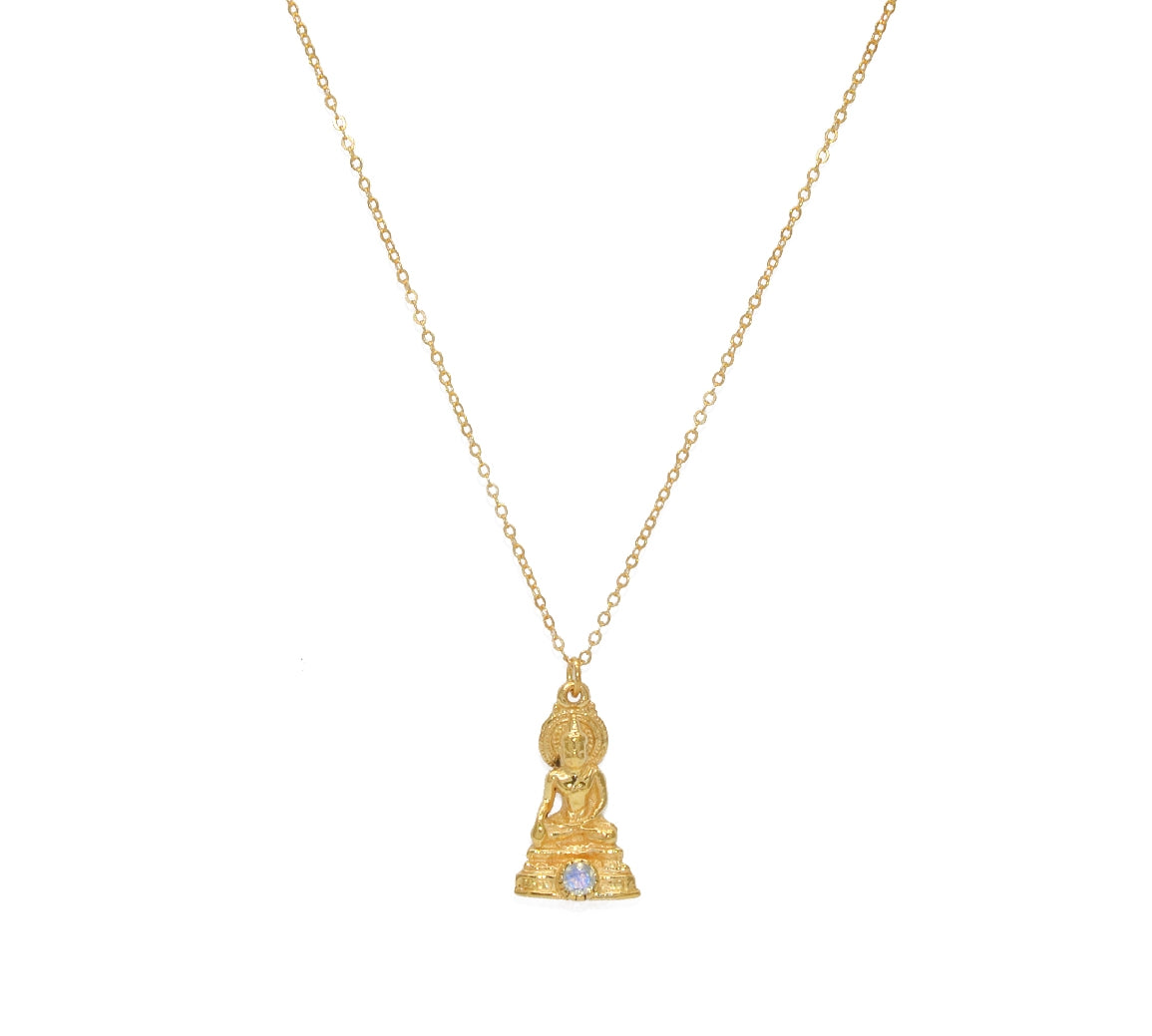 Collier doré bouddha et pierre - PIERRE DE LUNE