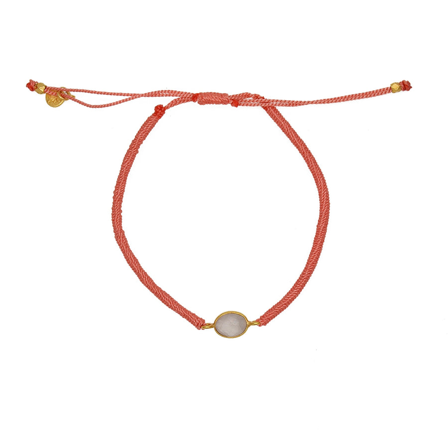 Bracelet cordon et pierre - CORAIL & QUARTZ ROSE