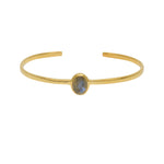 Jonc doré ouvert pierre cabochon - LABRADORITE