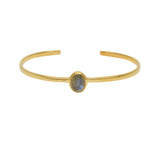 Jonc doré ouvert pierre cabochon - LABRADORITE