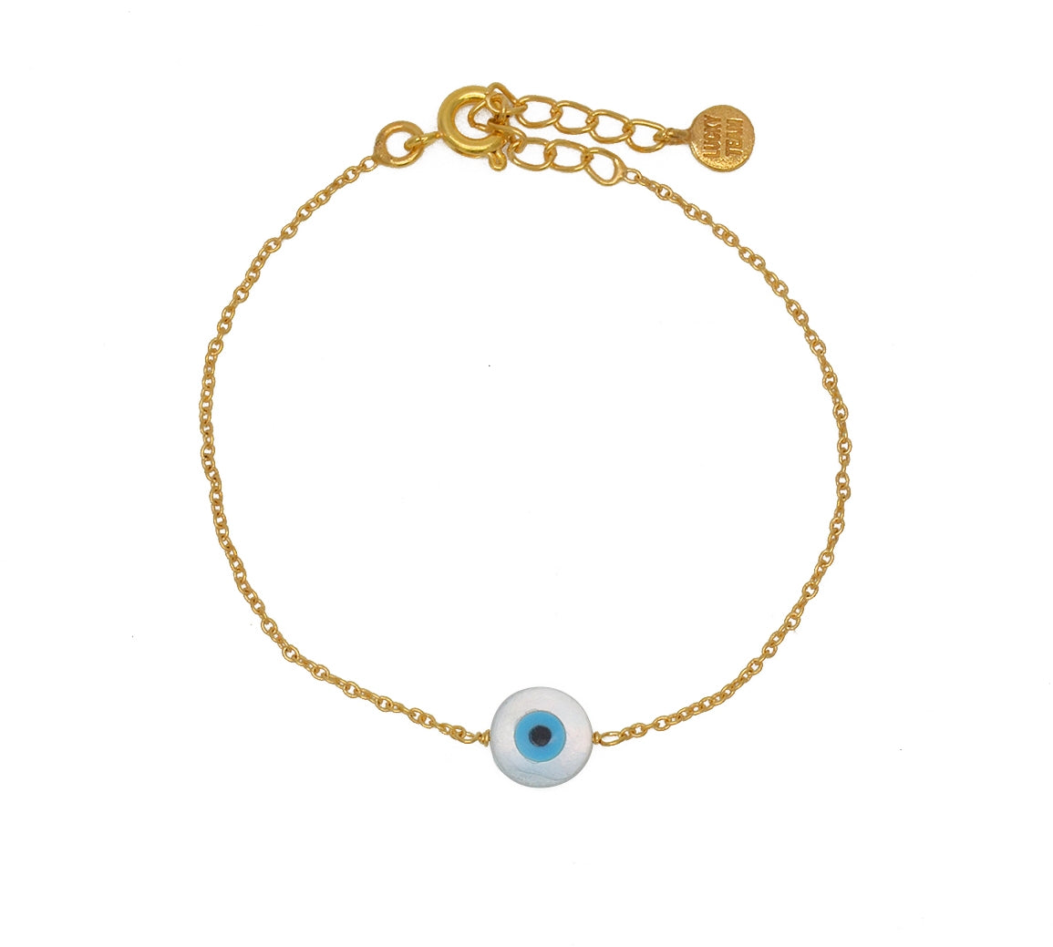 Bracelet doré oeil porte bonheur en nacre - ROND (L)
