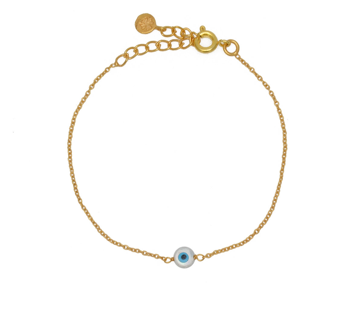 Bracelet doré oeil porte bonheur en nacre - ROND (S)