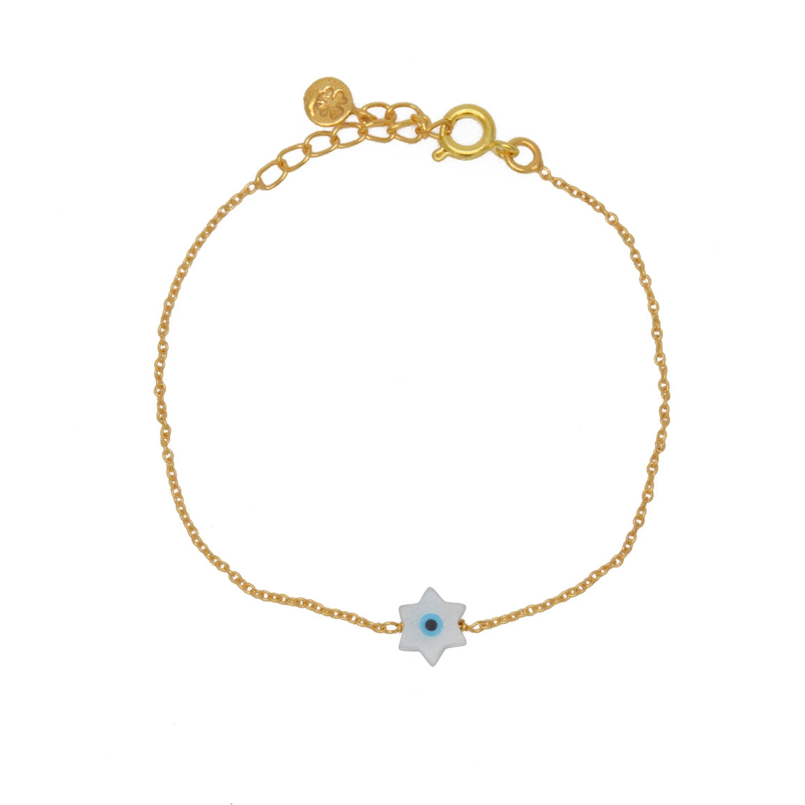 Bracelet doré oeil porte bonheur en nacre