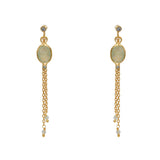 Boucles d’oreilles dorées pierre chaineS et zircons -