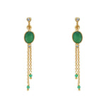 Boucles d’oreilles dorées pierre chaineS et zircons - ONYX