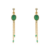 Boucles d’oreilles dorées pierre chaineS et zircons - ONYX