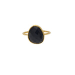 Bague dorée martelée et pierre facettée - 50 / ONYX NOIRE
