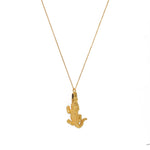 Collier doré pendentif crocodile et pierre - ONYX NOIRE