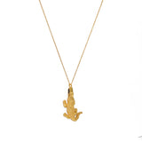 Collier doré pendentif crocodile et pierre - ONYX NOIRE