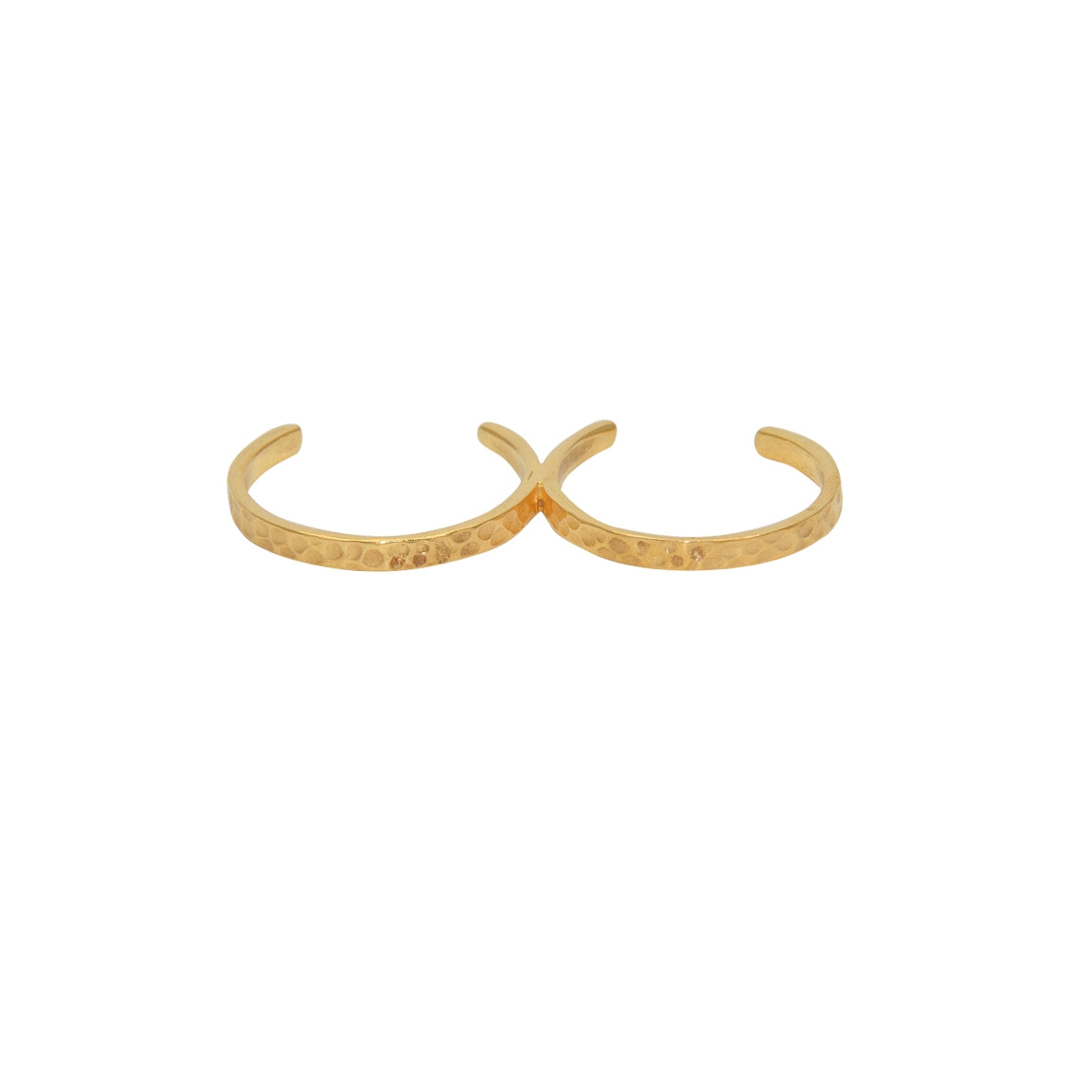 Bague double martelée dorée à l’or fin 18k - Bagues