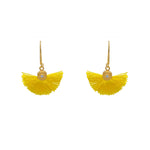 Boucles dorées soleil zircon et pompon coloré - JAUNE