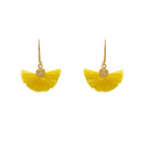 Boucles dorées soleil zircon et pompon coloré - JAUNE