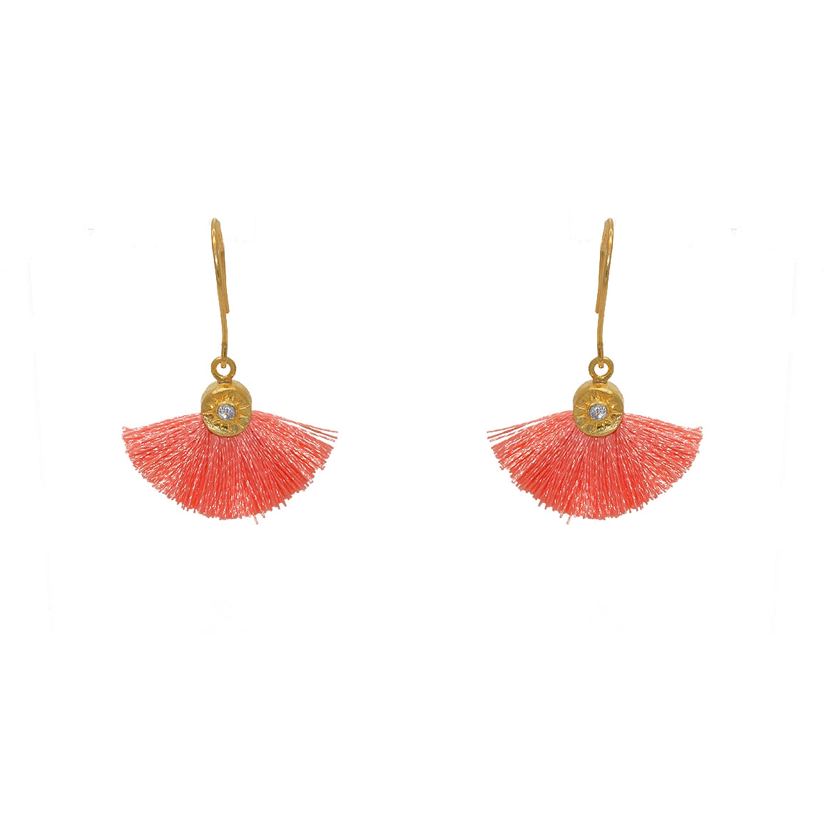 Boucles dorées soleil zircon et pompon coloré