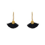 Boucles dorées soleil zircon et pompon coloré - NOIR