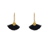 Boucles dorées soleil zircon et pompon coloré - NOIR