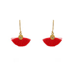 Boucles dorées soleil zircon et pompon coloré - ROUGE