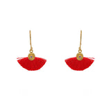 Boucles dorées soleil zircon et pompon coloré - ROUGE
