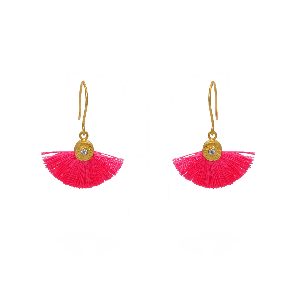 Boucles dorées soleil zircon et pompon coloré