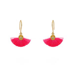 Boucles dorées soleil zircon et pompon coloré