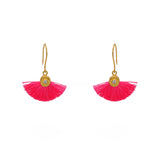 Boucles dorées soleil zircon et pompon coloré