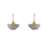 Boucles dorées soleil zircon et pompon coloré - GRIS