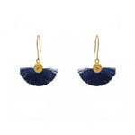 Boucles dorées soleil zircon et pompon coloré - BLEU MARINE