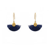 Boucles dorées soleil zircon et pompon coloré - BLEU MARINE