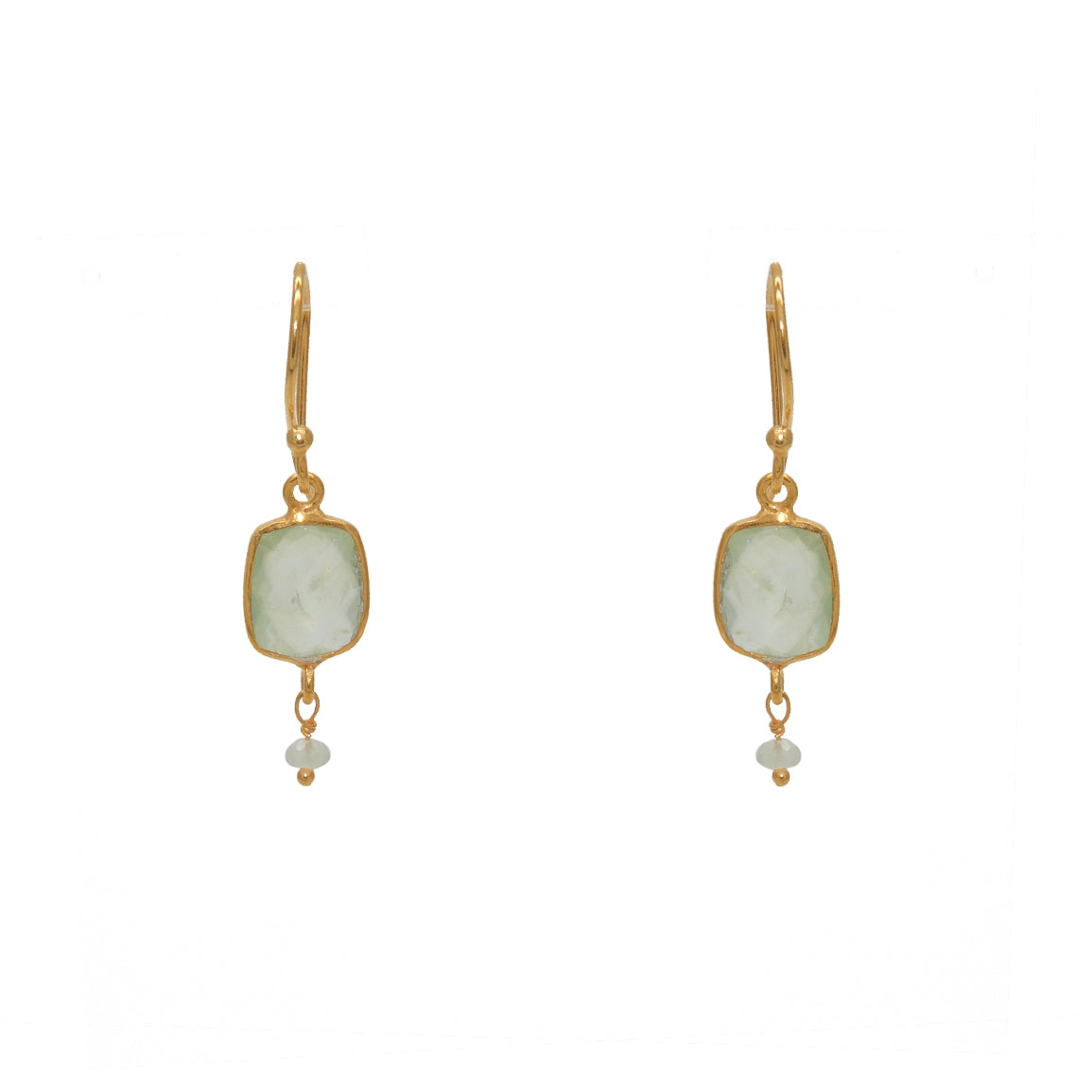 Boucles dorées pierre facettée - PREHNITE