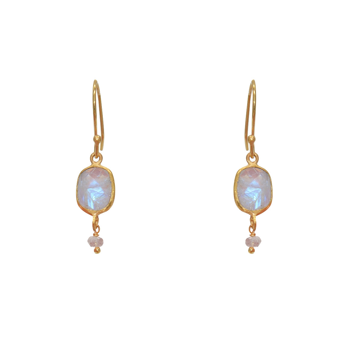 Boucles dorées pierre facettée - PIERRE DE LUNE