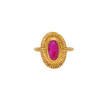 Bague dorée ovale et pierre naturelle - 50 / RUBIS