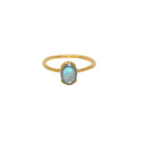 Bague dorée pierre ovale serti ouvert - 50 / LABRADORITE