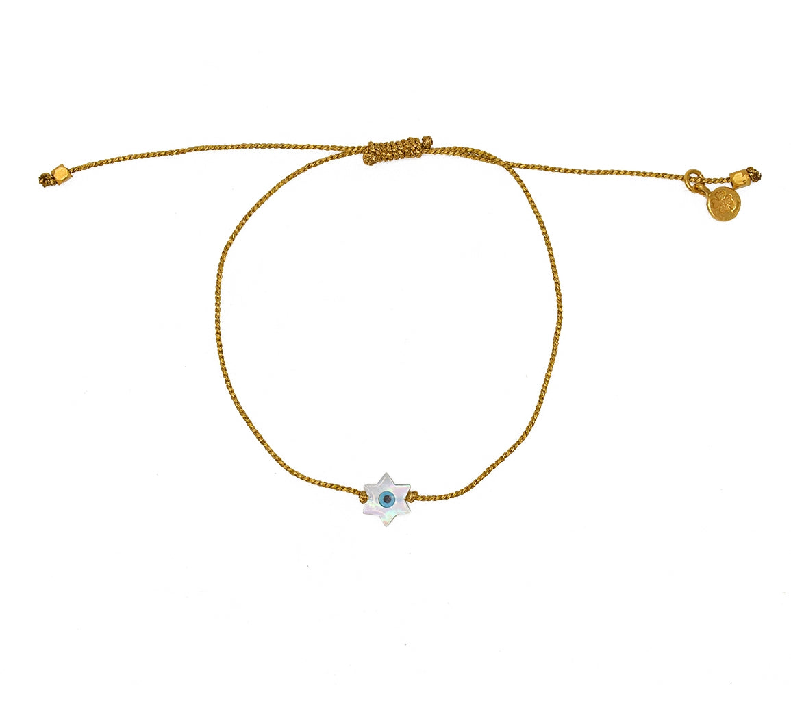 Bracelet tressé etoile de david en nacre - DORÉ