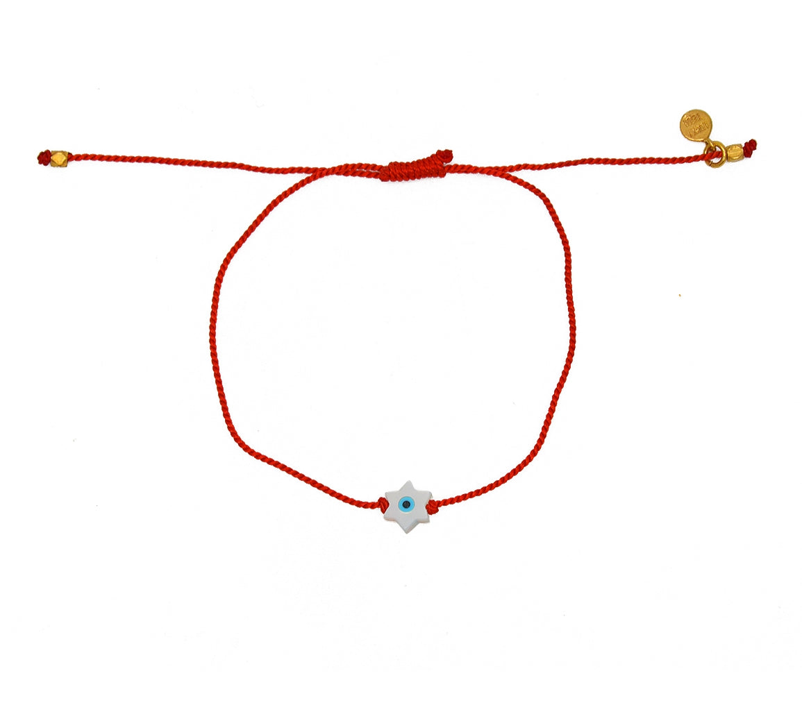 Bracelet tressé etoile de david en nacre - ROUGE