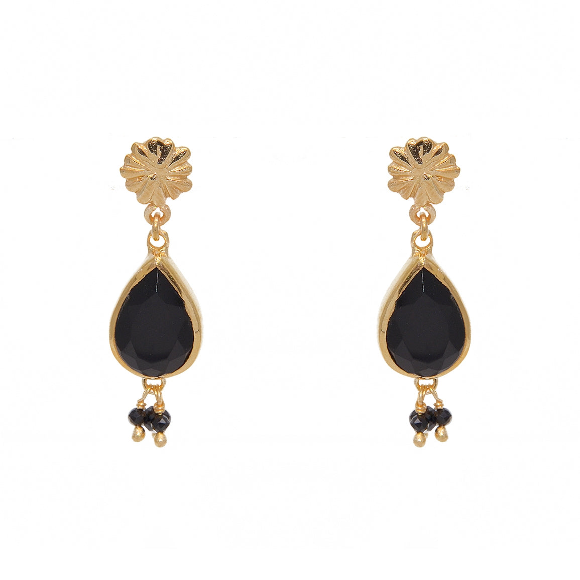 Boucles dorées et pierres - ONYX NOIRE