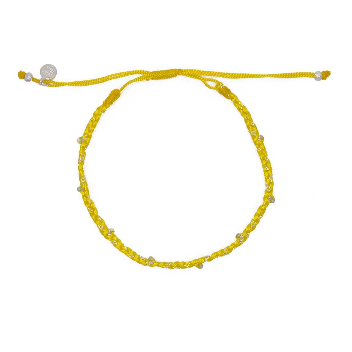 Bracelet argent 925 cordon et labradorite - JAUNE