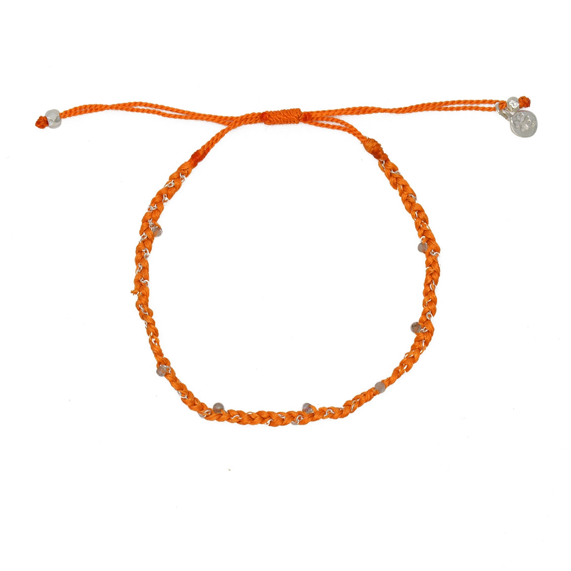 Bracelet argent 925 cordon et labradorite - ORANGE