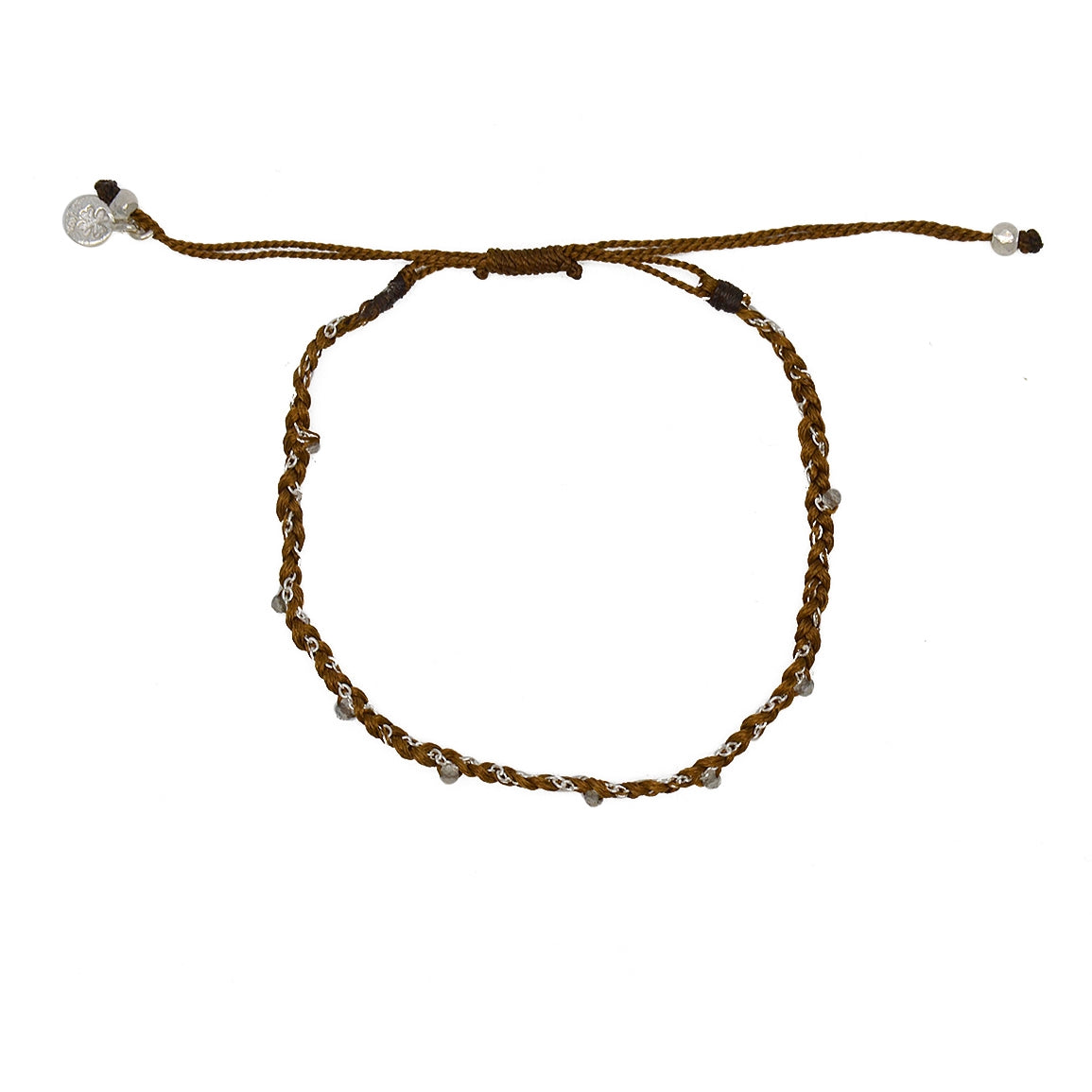 Bracelet argent 925 cordon et labradorite - CHOCOLAT