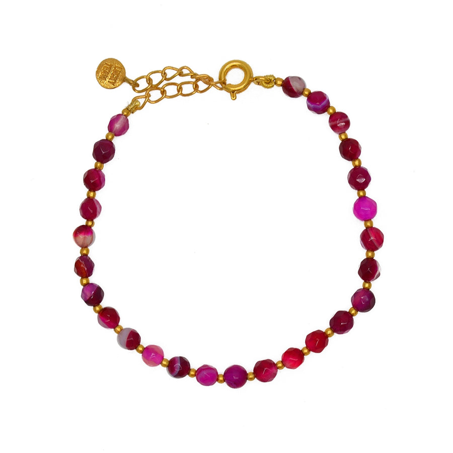 Bracelet doré et perles - AGATE ROSE