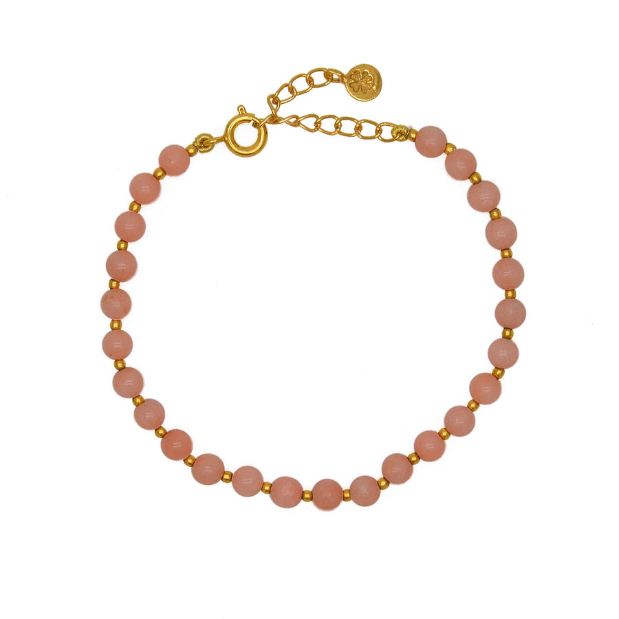 Bracelet doré et perles - CORAIL ROSE