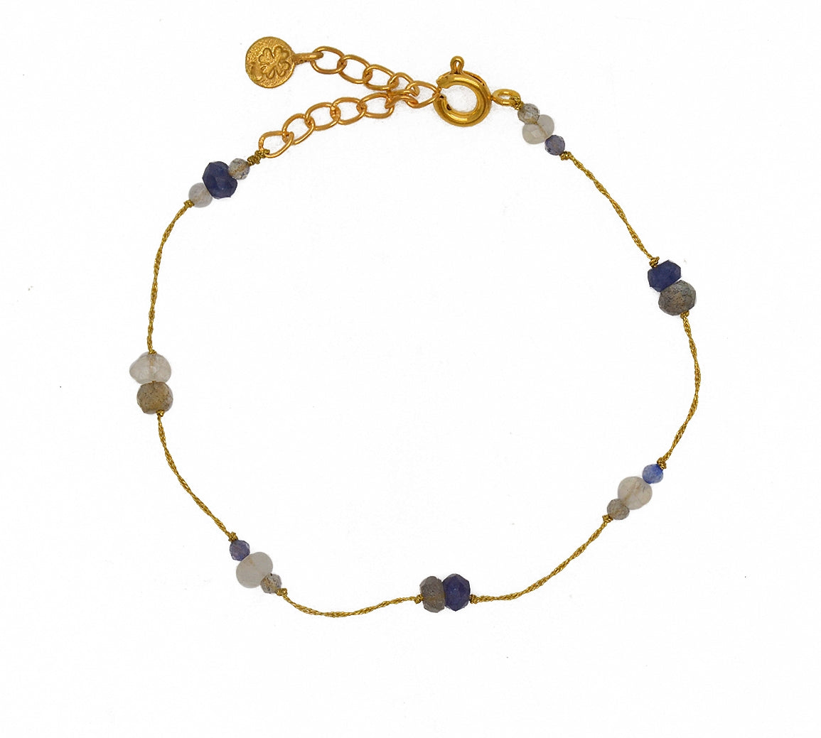Bracelet tressé pierre de lune labradorite et iolite