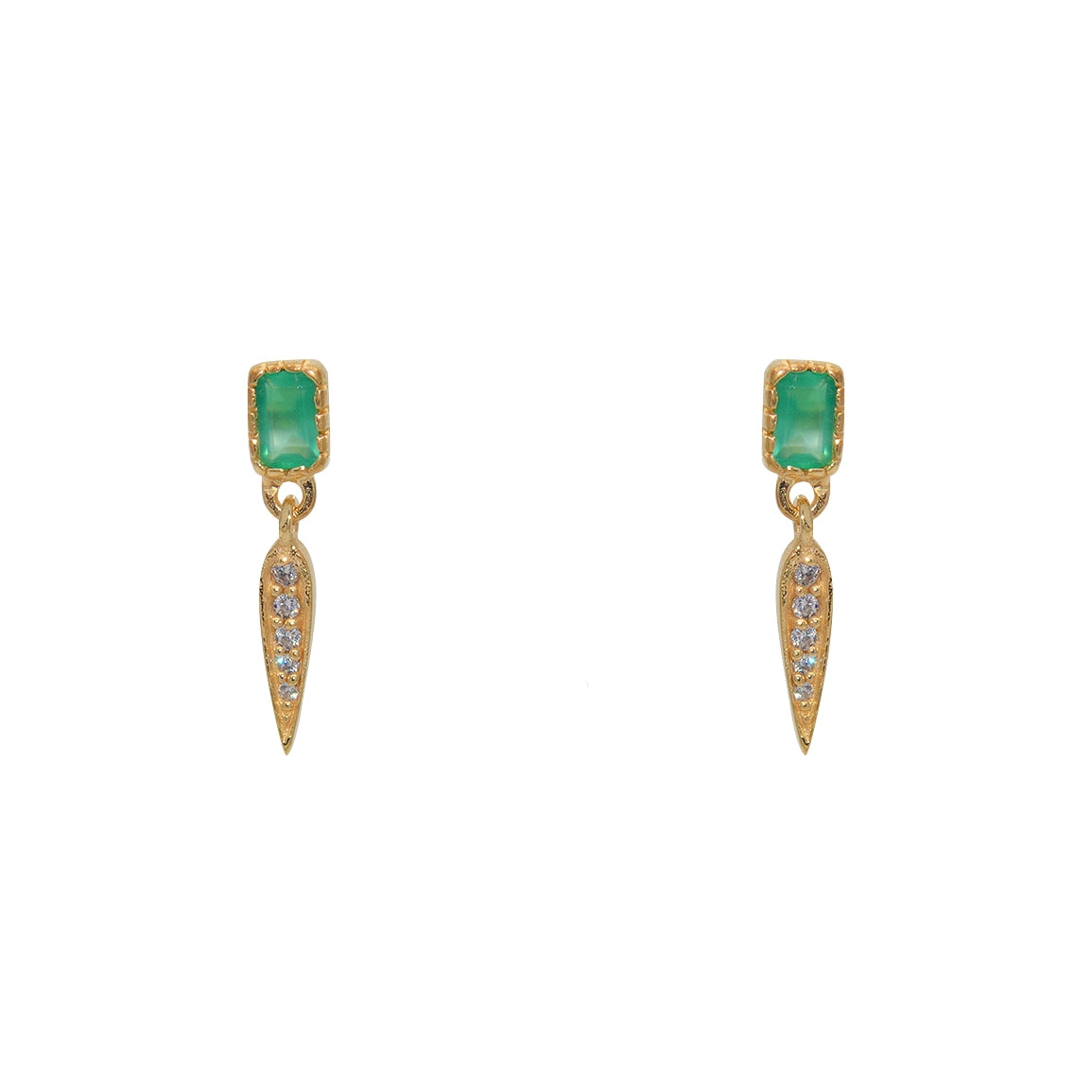 Boucles dorées pierre et pampille goutte zircons - ONYX