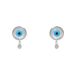 Boucles argent 925 oeil nacre et zircon
