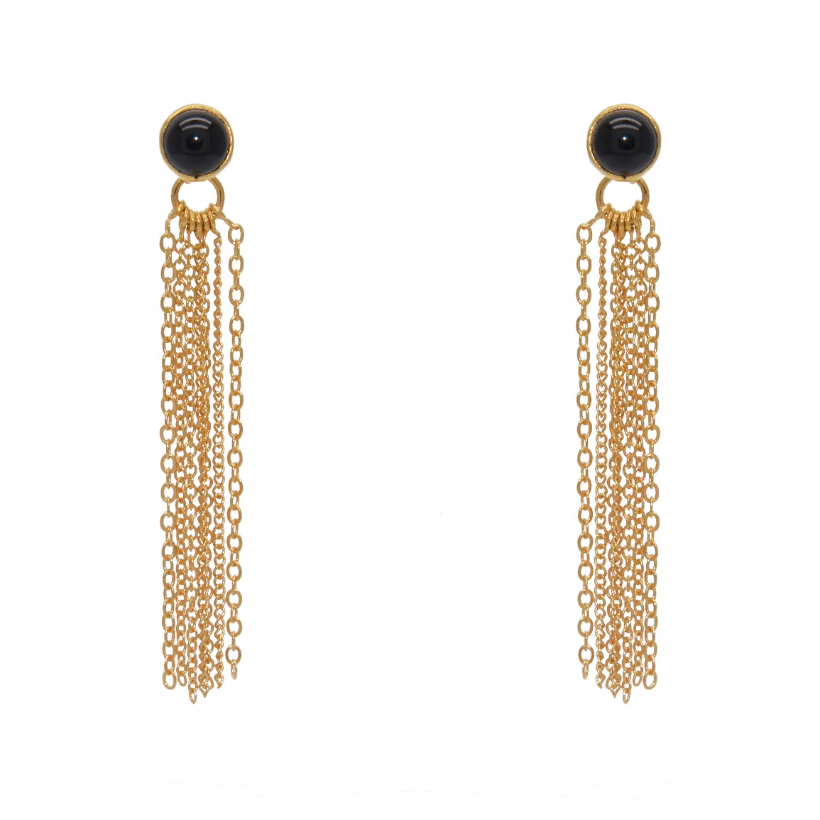 Boucles dorées pierres et chaînes - ONYX NOIRE